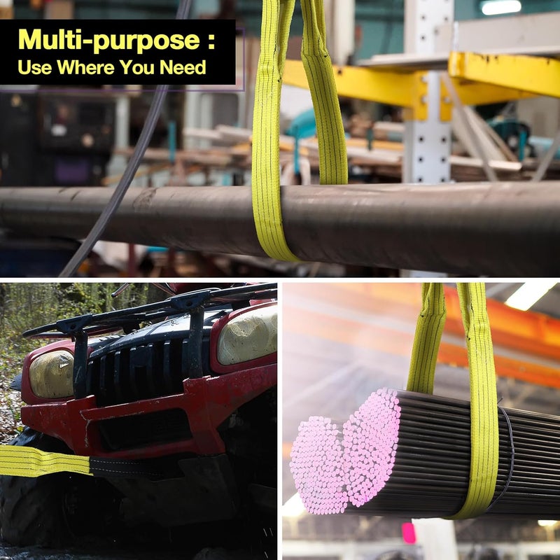 sumpluct 4" x6FT 2-Ply Heavy Duty Lifting Sling Straps 11200 lbs Vertical Lifting Straps with Flat Eyes, Recovery Tree Saver Strap for Hoisting, Winch, Truck, Towing Off-Road Vehicles, Equipment - Image 5